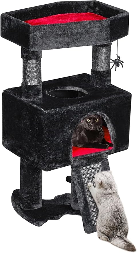 Cat Tree Tower for Indoor Gothic Cat Trees with Coffin Bed