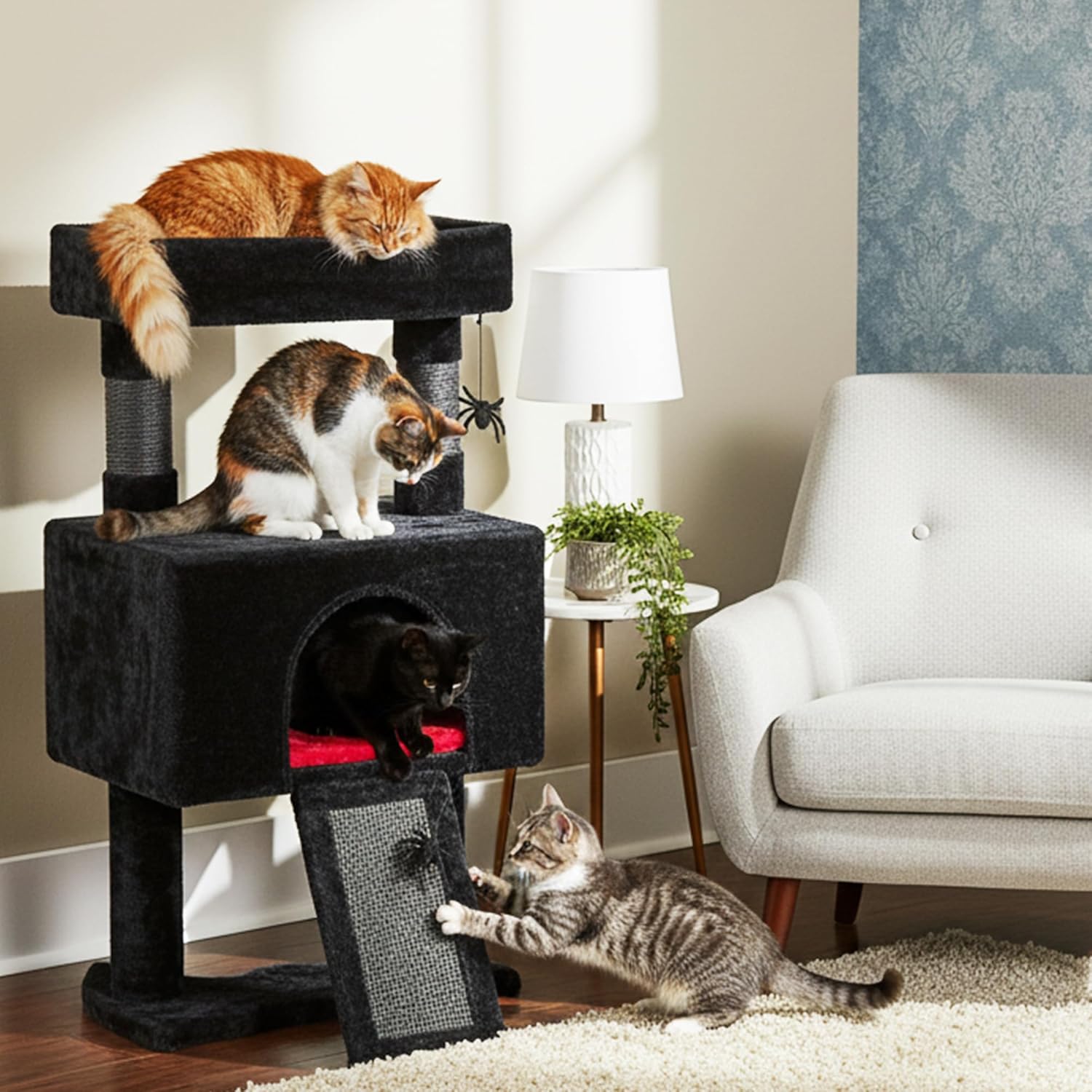 Cat Tree Tower for Indoor Gothic Cat Trees with Coffin Bed