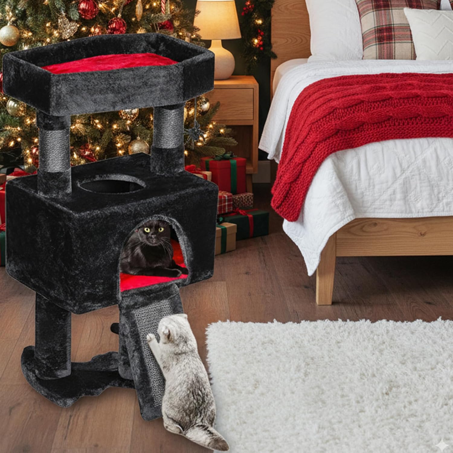 Cat Tree Tower for Indoor Gothic Cat Trees with Coffin Bed