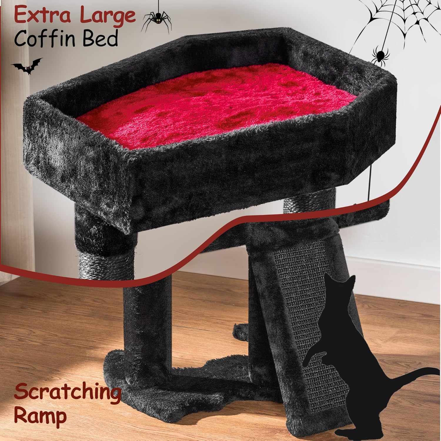 Cat Tree Tower for Indoor Gothic Cat Trees with Coffin Bed